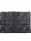 Cassette Intrecciato Medium Clutch Bag Black - BOTTEGA VENETA - BALAAN 3