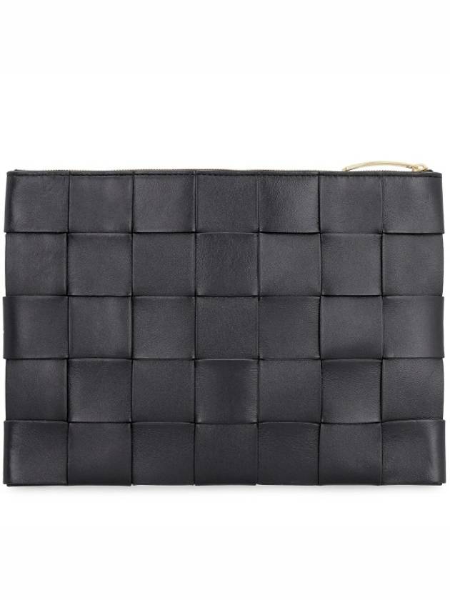 Cassette Intrecciato Medium Clutch Bag Black - BOTTEGA VENETA - BALAAN 3