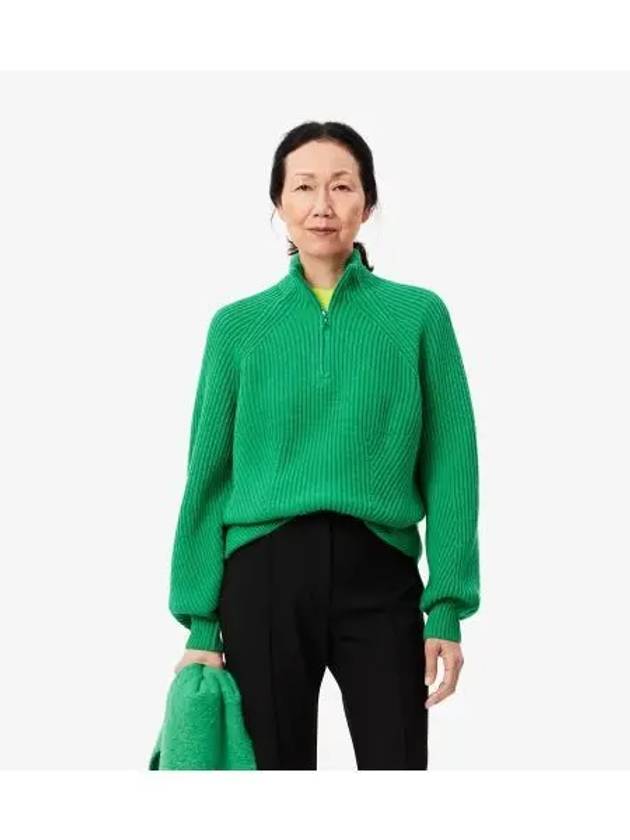 Women s 3D half zip up sweater light green - LACOSTE - BALAAN 1