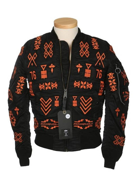 3105 1018 Men's ALPHA Embroidery Signature Aviation Jumper Bomber Jacket - MARCELO BURLON - BALAAN 1