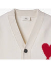 Big Heart Logo Oversized Intarsia Cardigan White - AMI - BALAAN 5