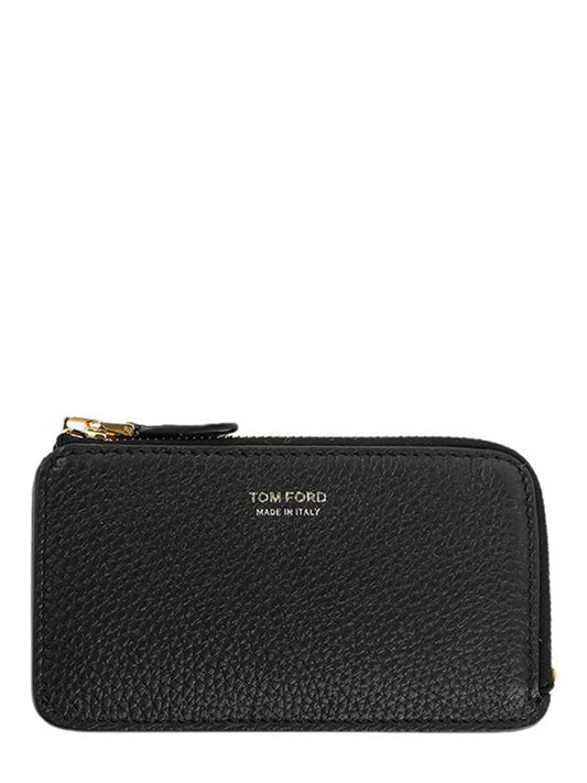 Softgrain Zipper Card Wallet Black - TOM FORD - BALAAN 2