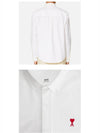 Heart Logo Oxford Button Down Long Sleeve Shirt White - AMI - BALAAN 6