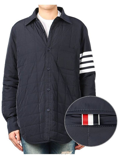 4 Bar Poly Twill Down Shirt Jacket Navy - THOM BROWNE - BALAAN 2