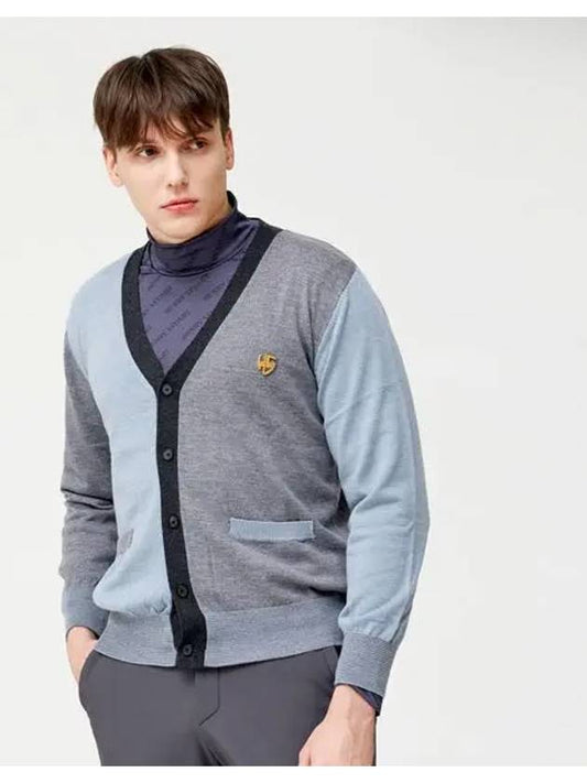 Golf color combination knit cardigan gray - HENRY STUART - BALAAN 1