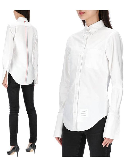 Women's Solid Oxford Striped French Cuff Shirt White - THOM BROWNE - BALAAN 2
