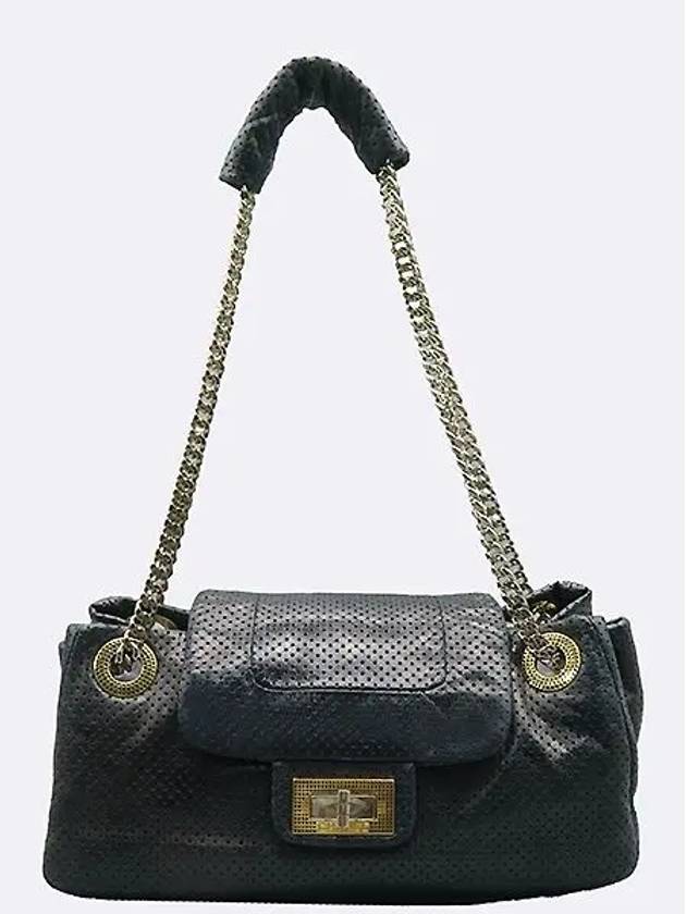 Cruise Collection Black Metallic Perforation Leather Gold Chain Shoulder Bag - CHANEL - BALAAN 2