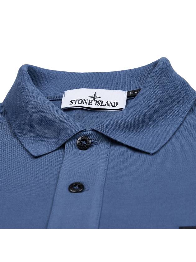 Pique Stretch Cotton Short Sleeve Polo Shirt Dark Blue - STONE ISLAND - BALAAN 5