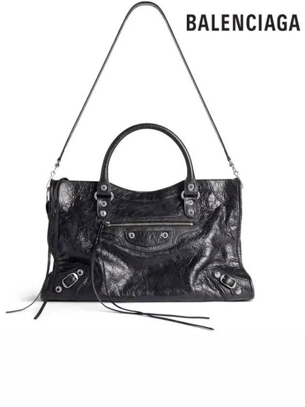 Le City Medium Leather Tote Bag Black - BALENCIAGA - BALAAN 8