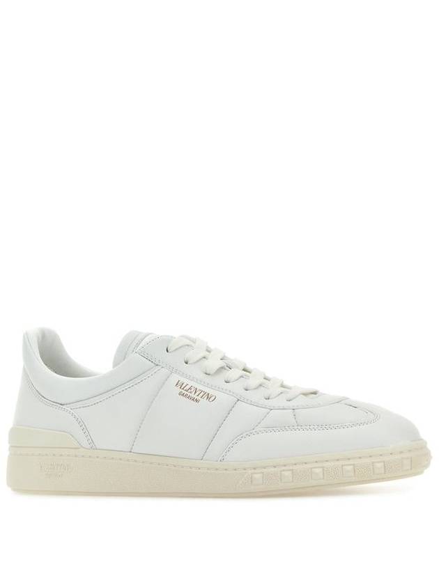 Upvillage Lace-Up Leather Low Top Sneakers White - VALENTINO - BALAAN 3