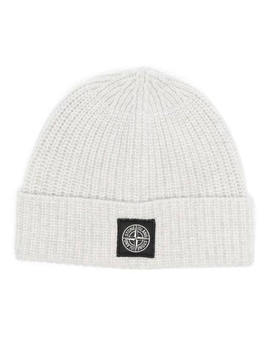 Logo Patch Rip Wool Beanie Pearl Grey - STONE ISLAND - BALAAN 1