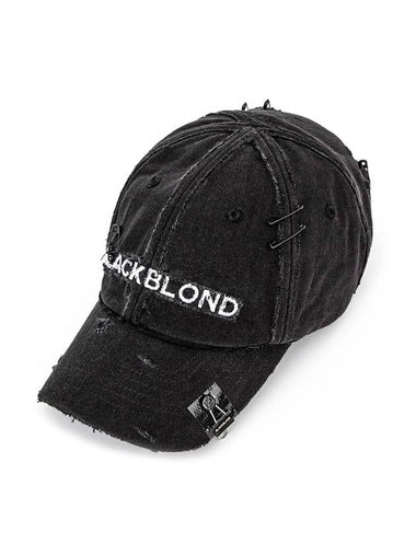 Cross Damage Custom Denim Cap Black - BLACKBLOND - BALAAN 1