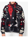 Print Wool Muffler Black Red - MONCLER - BALAAN.