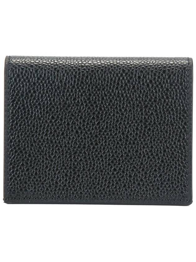 Pebble Grained Leather Double Card Wallet Black - THOM BROWNE - BALAAN 3