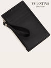 VLTN logo strap coin zipper card wallet black - VALENTINO - BALAAN.