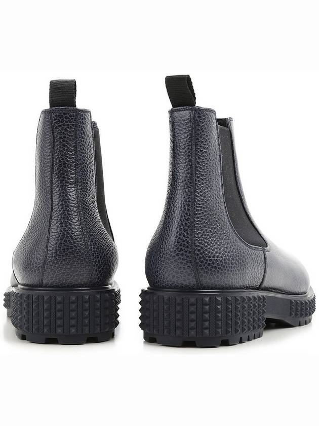 Pebble Leather Rockstud Ankle Boots Navy - VALENTINO - BALAAN.