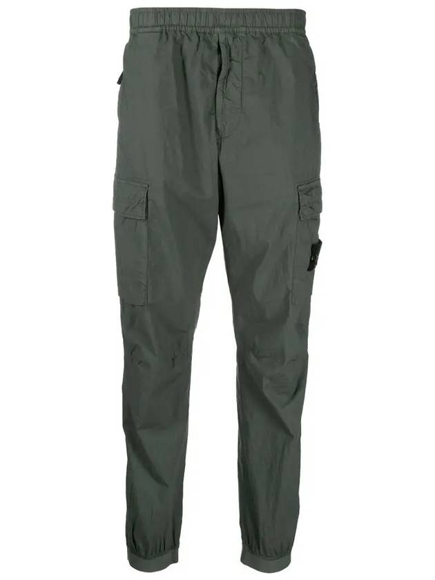 Stretch Cotton Tela Paracadute Cargo Straight Pants Dark Green - STONE ISLAND - BALAAN 3