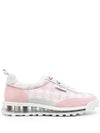 Gingham Boucle Clear Sole Tech Runner Low Top Sneakers Light Pink - THOM BROWNE - BALAAN 3