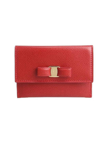 Vara Bow Card Wallet Red - SALVATORE FERRAGAMO - BALAAN 1