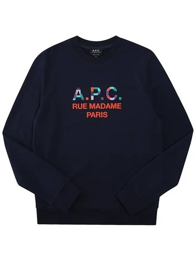 Color Block Logo Sweat Sweatshirt Navy - A.P.C. - BALAAN 6