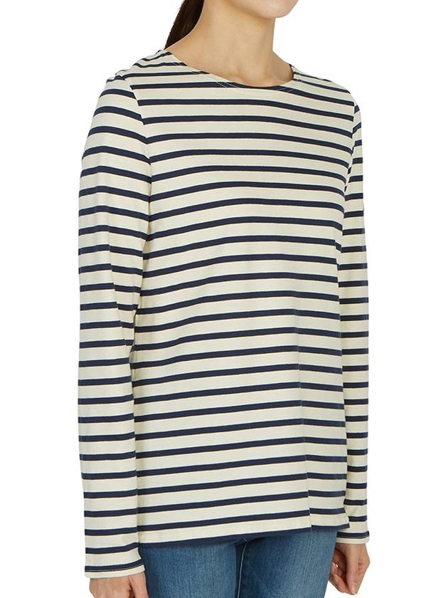 Minquiers Striped Long Sleeve T-Shirt Ivory Navy - SAINT JAMES - BALAAN 4