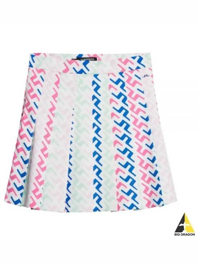 Women's Adina Print Pleated Skirt Pink Painted Bridge - J.LINDEBERG - BALAAN 2