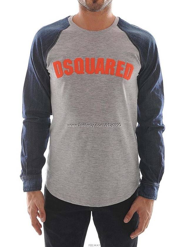 Men's denim color combination longsleeved Tshirt S74GC0849 - DSQUARED2 - BALAAN 7