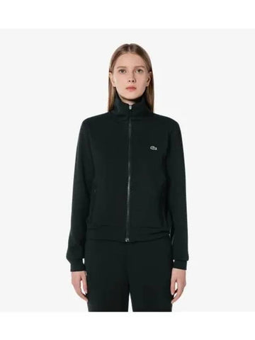 Women s ribbed high neck zip up dark khaki - LACOSTE - BALAAN 1