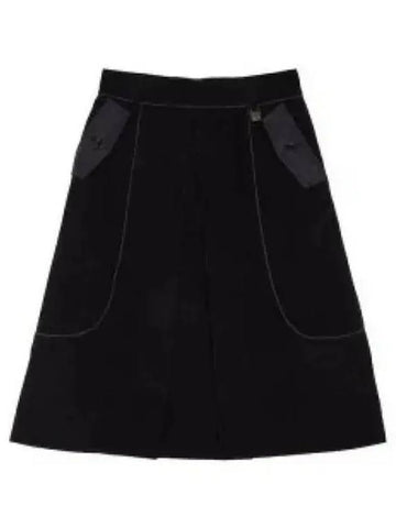 CORDUROY TUCK DETAILED MIDI SKIRT IN BLACK - MATIN KIM - BALAAN 1