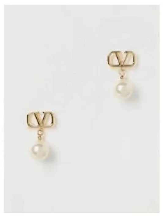 4W0J0E36 UXM 0O3 4W2J0E36 Swarovski pearl V logo earrings 1279403 - VALENTINO - BALAAN 1