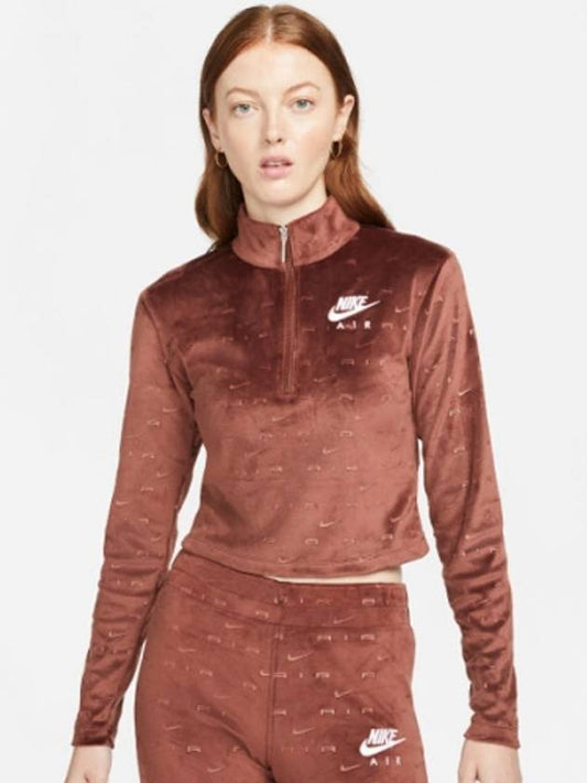 01DD5444273Women’sAir Velor Half Zip Up TopBrown - NIKE - BALAAN 1