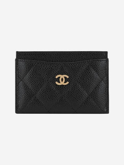 Gold CC Logo Caviar Card Wallet Black - CHANEL - BALAAN 2