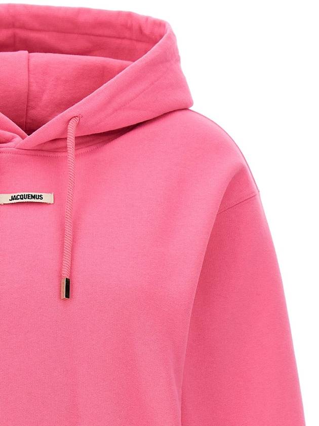 Le Sweatshirt Gros Grain Cotton Hoodie Pink - JACQUEMUS - BALAAN 3