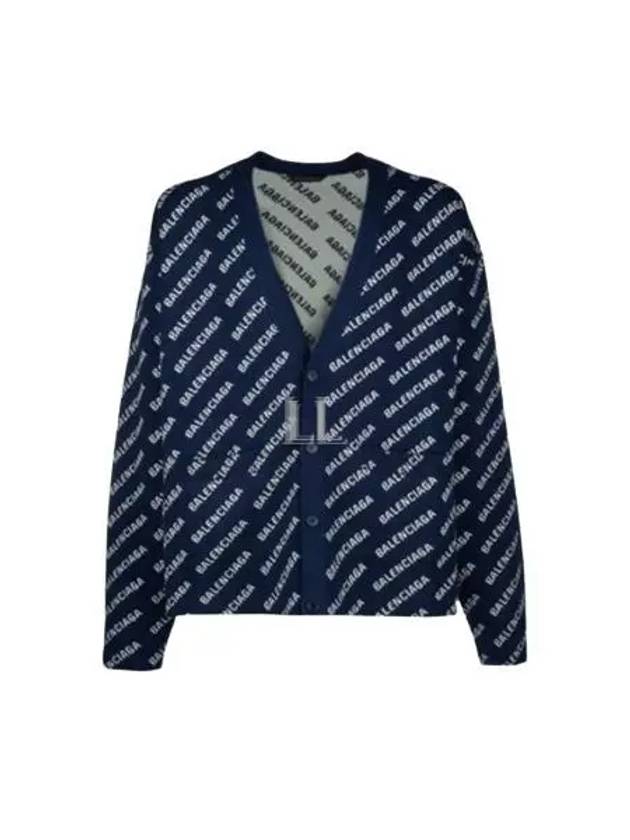 Mini Allover Logo Knit Cardigan Blue - BALENCIAGA - BALAAN 2