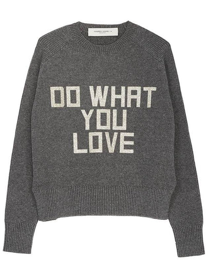 Glitter Lettering Round Neck Knit Top Grey - GOLDEN GOOSE - BALAAN 2