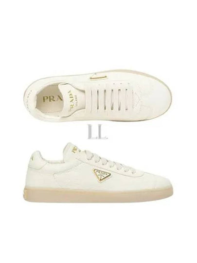 Leather Low Top Sneakers Ivory - PRADA - BALAAN 2