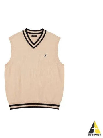 Line knit vest 1852 beige - KANGOL - BALAAN 1