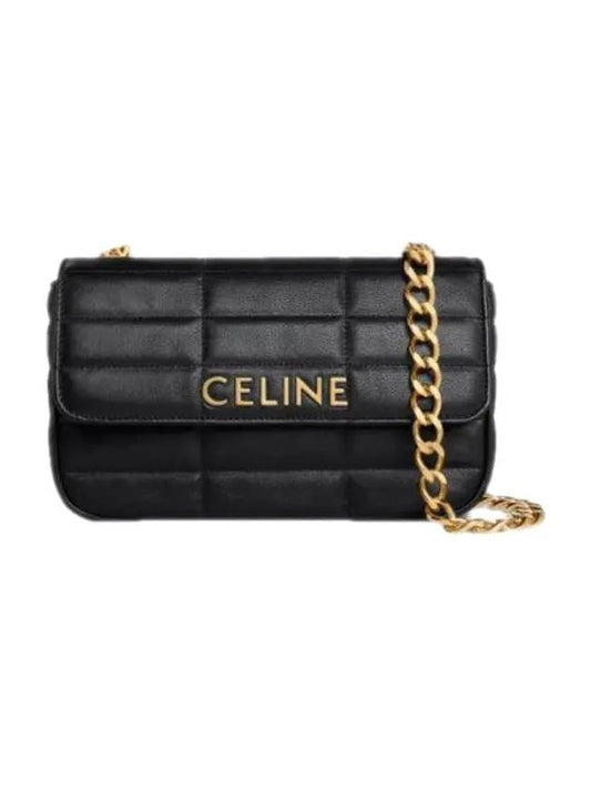 Monochrome Matelasse Quilted Calfskin Chain Shoulder Bag Black - CELINE - BALAAN 2