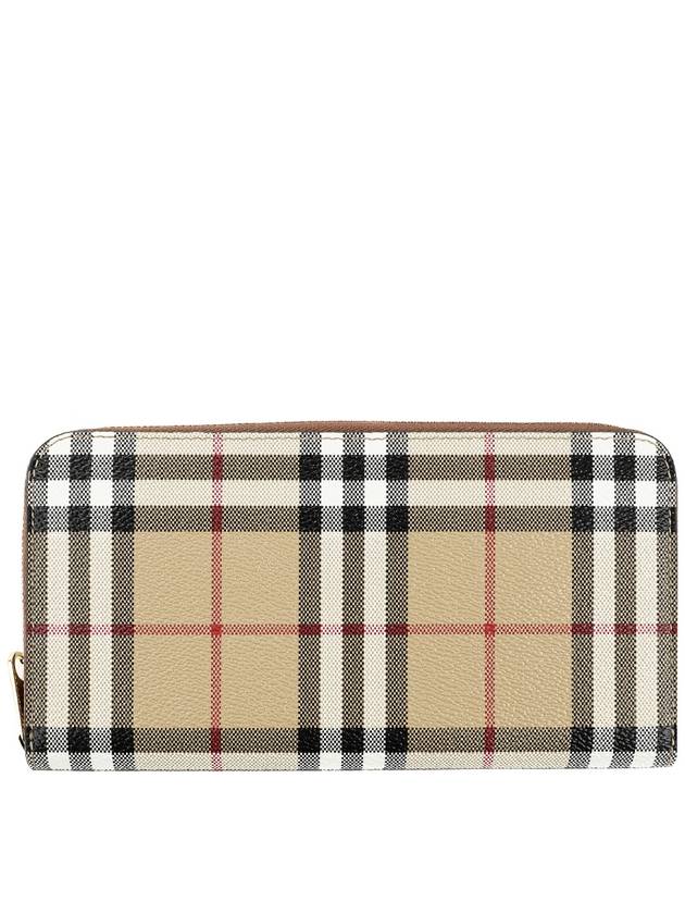 Check Leather Ziparound Long Wallet Beige - BURBERRY - BALAAN 2