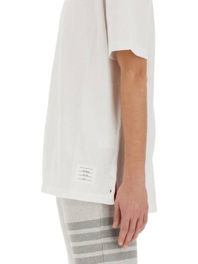 Men's Center Back Striped Short Sleeve T-Shirt White - THOM BROWNE - BALAAN 5