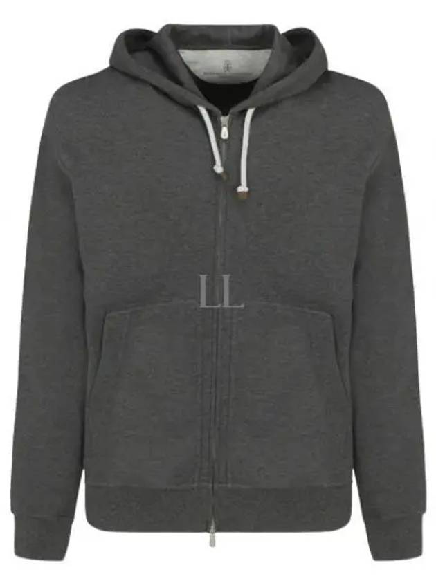 Tech Cotton Zip-Up Hoodie Dark Grey - BRUNELLO CUCINELLI - BALAAN 2