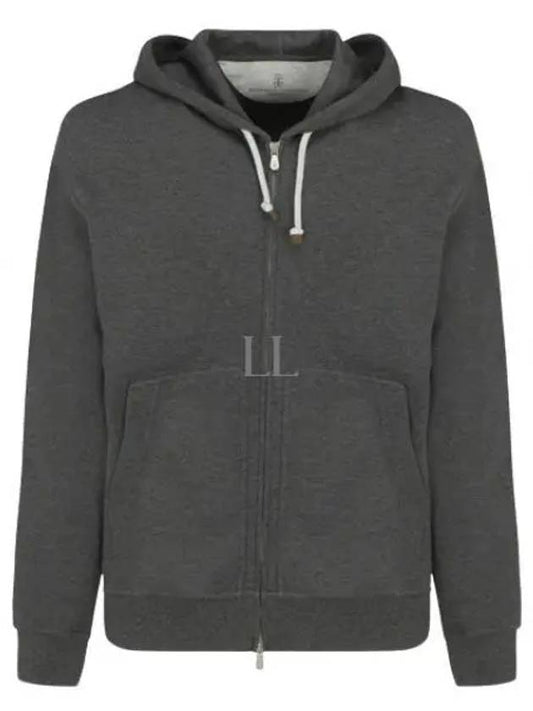 Tech Cotton Zip-Up Hoodie Dark Grey - BRUNELLO CUCINELLI - BALAAN 2