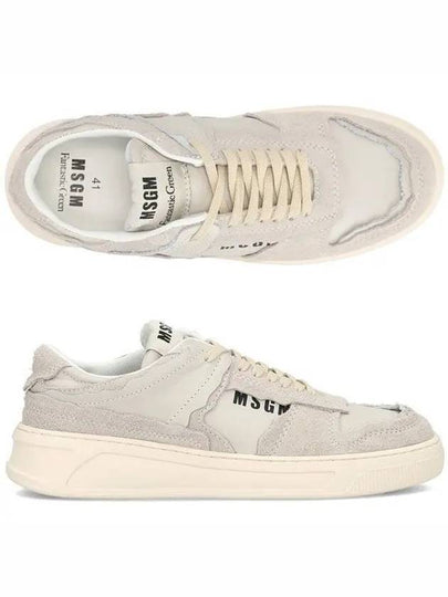 Logo Print Leather Low-Top Sneakers White - MSGM - BALAAN 2