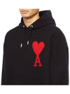 Big Heart Logo Wool Hoodie Black - AMI - BALAAN 4