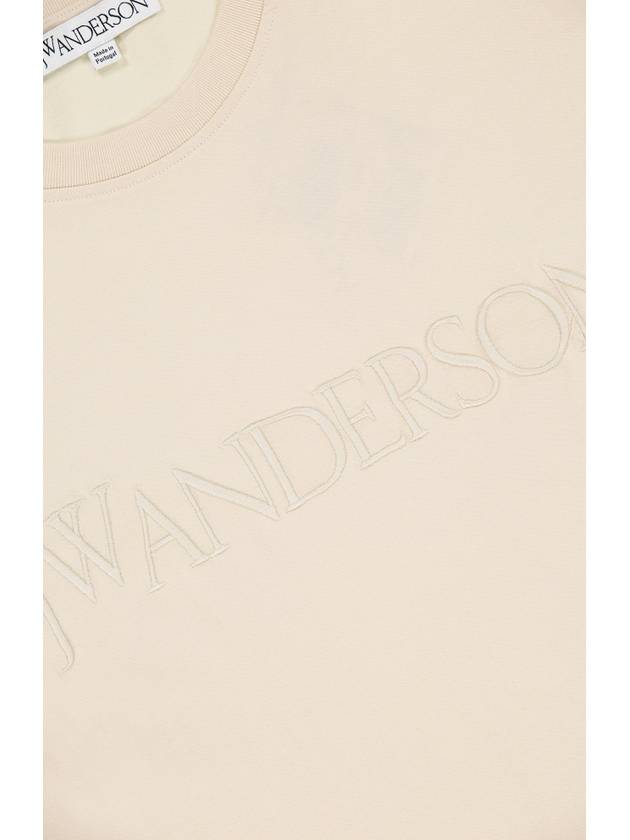 Embroidery Logo Cotton Short Sleeve T-Shirt Beige - JW ANDERSON - BALAAN 3