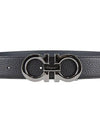 Reversible Gancini Leather Belt Navy - SALVATORE FERRAGAMO - BALAAN 2