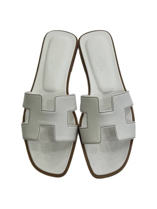 Oran Calfskin Slippers Blanc - HERMES - BALAAN 4