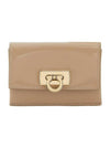 Women's Logo Closure Card Wallet Beige - SALVATORE FERRAGAMO - BALAAN 1