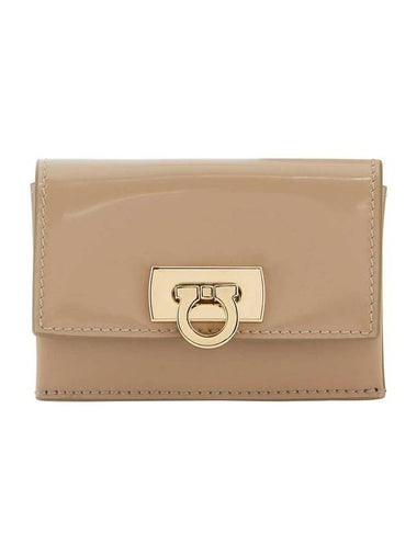 Women's Logo Closure Card Wallet Beige - SALVATORE FERRAGAMO - BALAAN 1