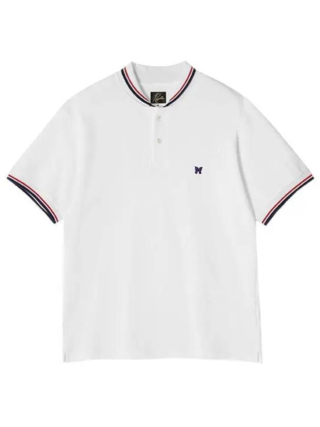 Embroidered Logo Short Sleeve Polo Shirt White - NEEDLES - BALAAN 4